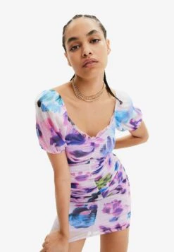 Desigual Arty Illustrationsweat - Etui-Jurk - Pink -Desigual a085c6356ab44d55bc993209cfc7fe44