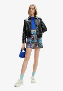 Desigual Slim Arty Logo - Minirok - Black