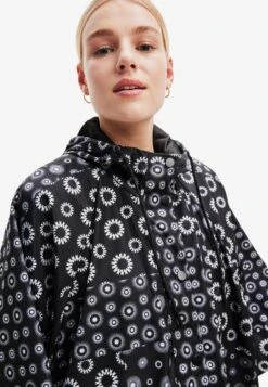 Desigual Geometric Hooded - Poncho - Black -Desigual a23f22ea913d4087bbe66638856786e3
