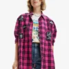 Desigual Oversize Plaid - Overhemdblouse - Pink