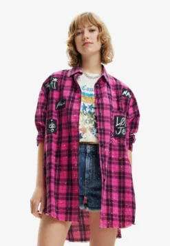 Desigual Oversize Plaid - Overhemdblouse - Pink