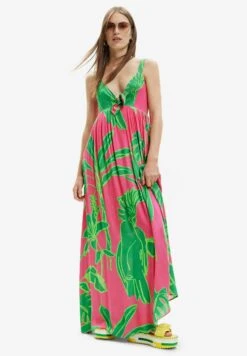 Desigual Long Sweetheart Neckline - Maxi-Jurk - Pink