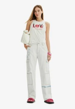 Desigual Long Embroideredtrappy Jumpsuit - Top - White