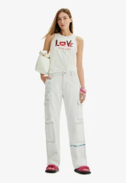 Desigual Long Embroideredtrappy Jumpsuit - Top - White
