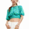 Desigual Blus Mena - T-Shirt Print - Turquoise