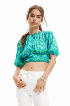 Desigual Blus Mena - T-Shirt Print - Turquoise