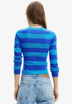 Desigual Triped Planet - Trui - Blue -Desigual a9e037d144a146c2a14049e6a8ea06e2