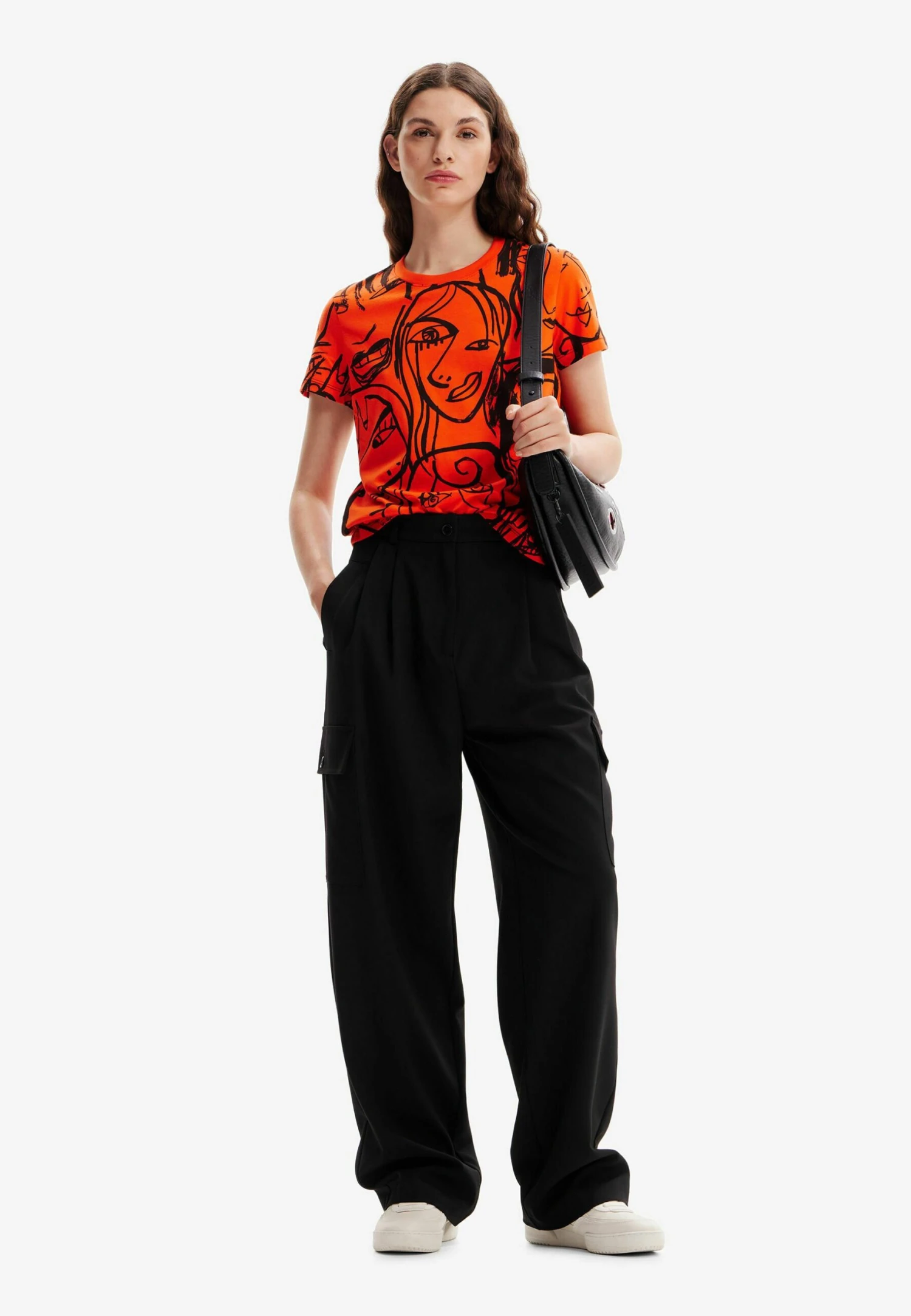 Desigual Contrasting Face - T-Shirt Print - Orange 2 Desigual Contrasting Face - T-Shirt Print - Orange - Afbeelding 2