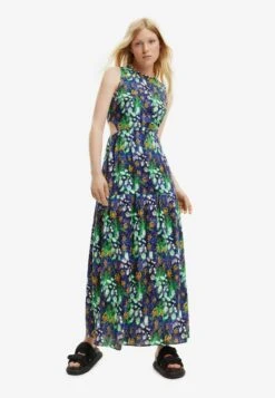 Desigual Long Nature Cut Out - Maxi-Jurk - Blue