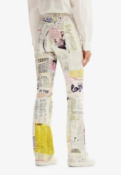 Desigual Newspaper Flare - Broek - White -Desigual aae4112922894b548fc17384ba647b0f scaled