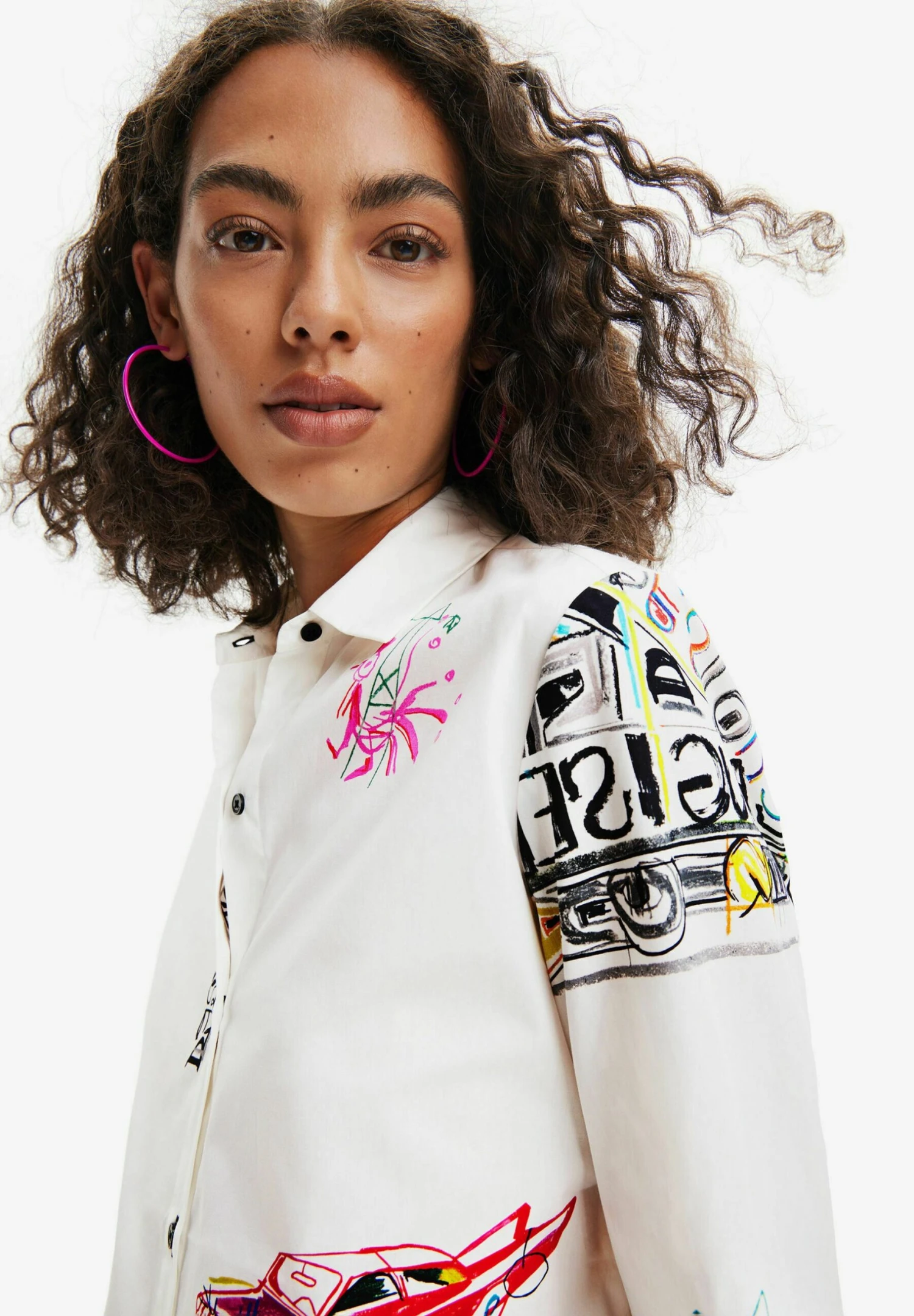Desigual Long-Sleeve Illustrated - Overhemdblouse - White 4 Desigual Long-Sleeve Illustrated - Overhemdblouse - White - Afbeelding 4