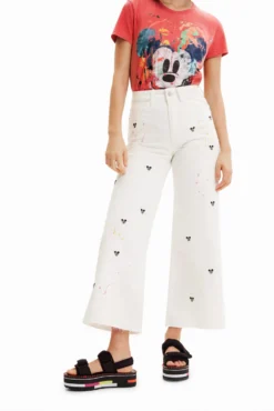 Desigual Mickeys - Relaxed Fit Jeans - White