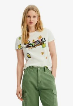 Desigual Tropical Bikini Bottoms - T-Shirt Print - White