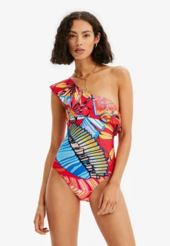 Desigual Asymmetric Strap Swimsuit - Badpak - Orange