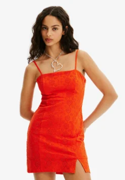 Desigual Swiss Embroidery - Etui-Jurk - Orange