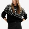 Desigual Zebra Fur-Effect - Trui - Black
