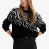 Desigual Zebra Fur-Effect - Trui - Black