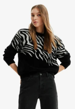 Desigual Zebra Fur-Effect - Trui - Black