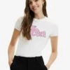 Desigual Short Sleeve Rhinestone - T-Shirt Print - White