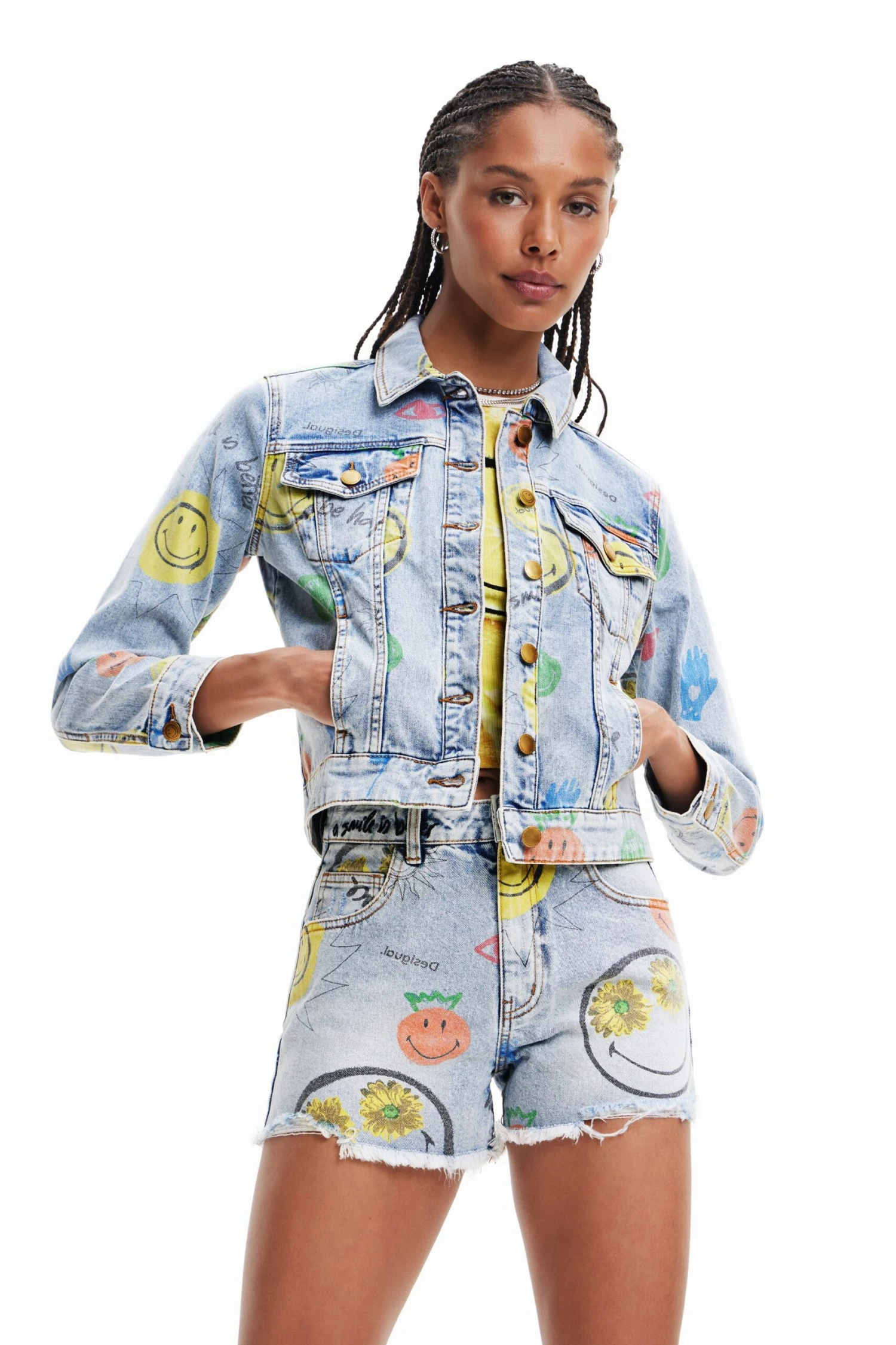 Desigual Chaq Smiley - Spijkerjas - Denim Medium Wash 1 Desigual Chaq Smiley - Spijkerjas - Denim Medium Wash