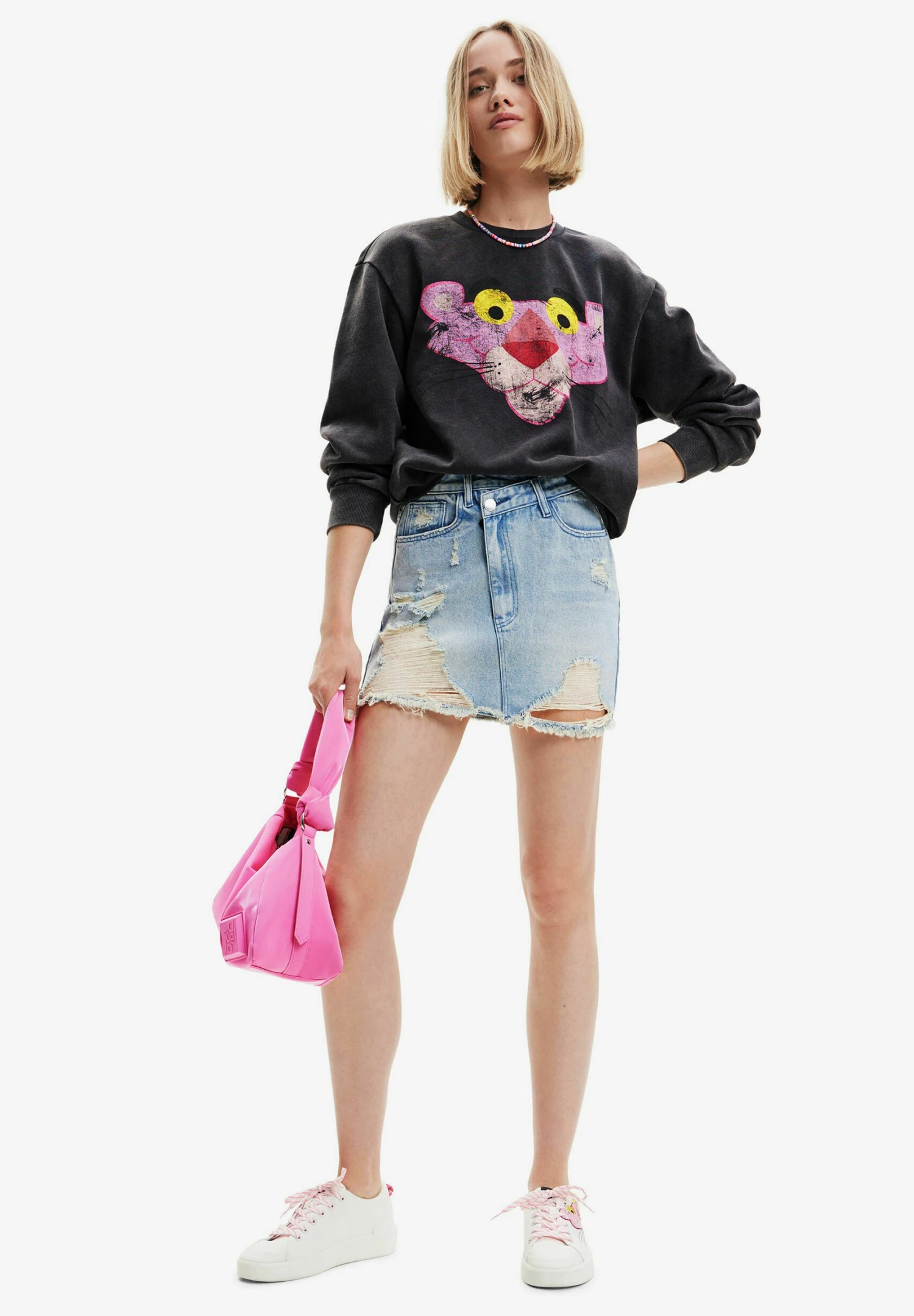Desigual Distressed Pink Panther - Sweater - Black 2 Desigual Distressed Pink Panther - Sweater - Black - Afbeelding 2