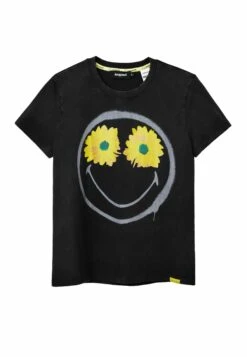 Desigual Tropical Tulle - T-Shirt Print - Black -Desigual b54b72aed8d847e2a444e7781a001e88