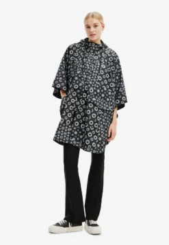 Desigual Geometric Hooded - Poncho - Black