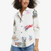 Desigual Long-Sleeve Illustrated - Overhemdblouse - White