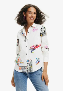 Desigual Long-Sleeve Illustrated - Overhemdblouse - White