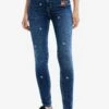 Desigual Flowerkinny Push-Up - Jeans Skinny Fit - Blue