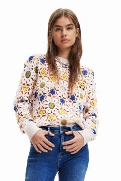 Desigual Daisies - Trui - White