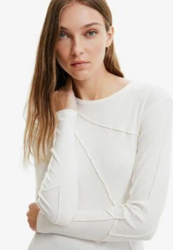 Desigual Ribbed Patchwork - Longsleeve - White -Desigual bb6ebf4657d84908bf5c39bd7496c6bf