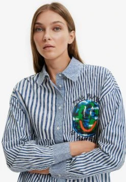 Desigual Striped Patchwork Illustration - Overhemdblouse - White -Desigual bb974c711b4148f2b471211a05f72b1a