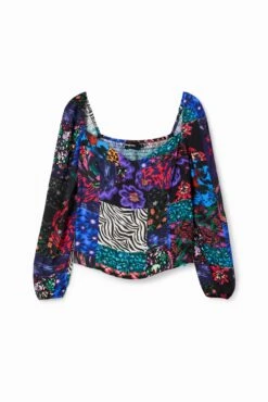 Desigual Patchwork Corset Blouse - Blouse - Black -Desigual bbd3bc02fd494d94a674cb9ace1f22aa