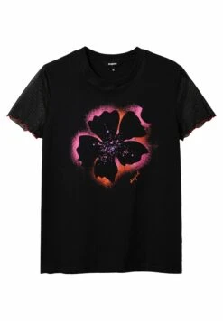 Desigual Arty Tulle Sleeve - T-Shirt Print - Black -Desigual bf5ae8d02ab045c3b1364552ec607a64