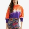 Desigual Tie-Dye Rhinestone Hoodie - Hoodie - Orange