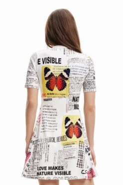 Desigual Vest Newspaper - Jurk - White -Desigual c18a3801b0c64a96bec6c29d4b2ebf76