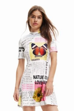 Desigual Vest Newspaper - Jurk - White