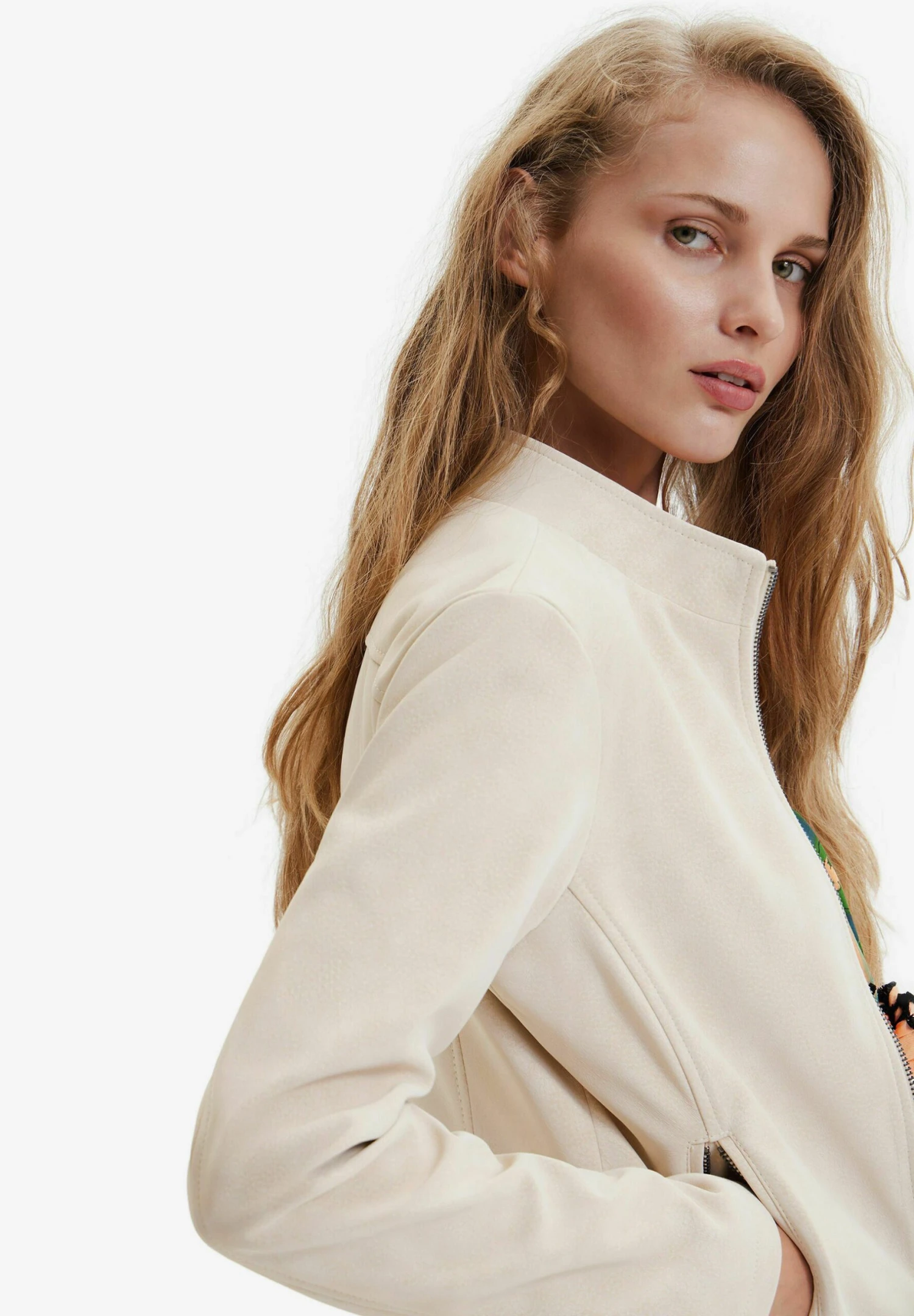 Desigual Suede-Effect Biker - Imitatieleren Jas - White 4 Desigual Suede-Effect Biker - Imitatieleren Jas - White - Afbeelding 4