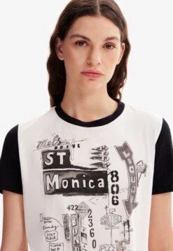 Desigual Illustration - T-Shirt Print - White -Desigual c39957066eb940eabb2e63cd26da9137