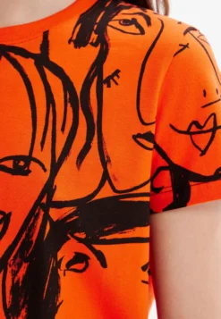 Desigual Contrasting Face - T-Shirt Print - Orange -Desigual c4c2c8a9119946ff84ef5e0c662970e3 scaled