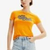 Desigual Short Sleeve Rhinestone - T-Shirt Print - Orange