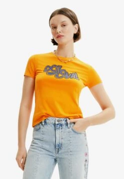 Desigual Short Sleeve Rhinestone - T-Shirt Print - Orange