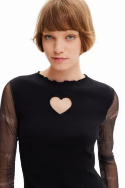 Desigual Combination Heart Cut Out - Longsleeve - Black -Desigual c5f1f5da0d1f4c3cadee0b3997edee1a scaled