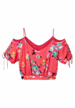 Desigual Gathered Floral Blouse - Blouse - Red -Desigual c60556e888c44d62b19cbd15b89344e3 scaled