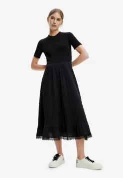 Desigual Embroidered Messageweat - Jurk - Black