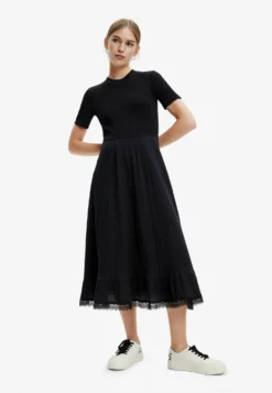 Desigual Embroidered Messageweat - Jurk - Black