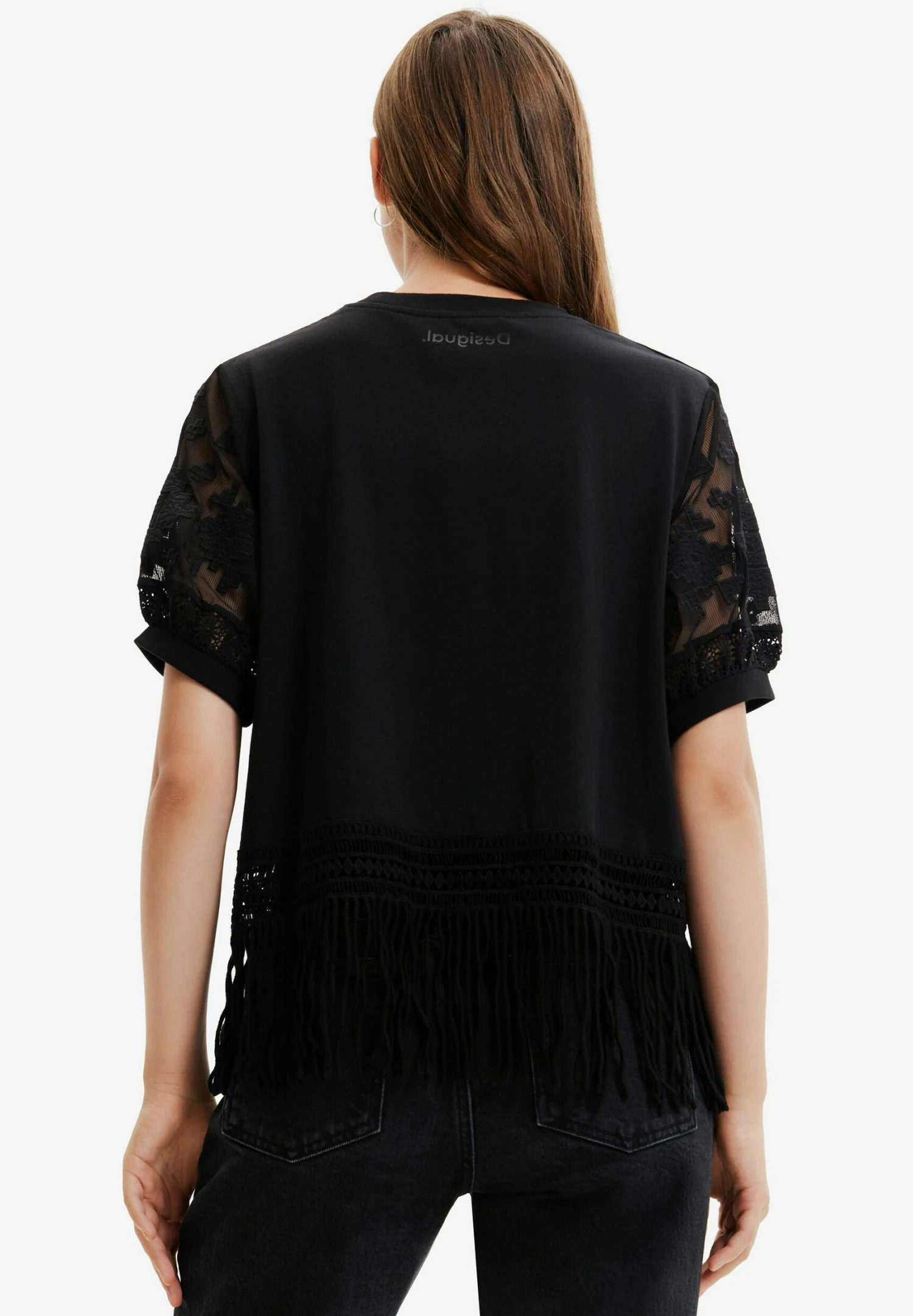 Desigual Long Embroidered Lace Jumpsuit - T-Shirt Print - Black 3 Desigual Long Embroidered Lace Jumpsuit - T-Shirt Print - Black - Afbeelding 3