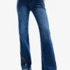 Desigual Floral Wide-Leg- Flared Jeans - Blue