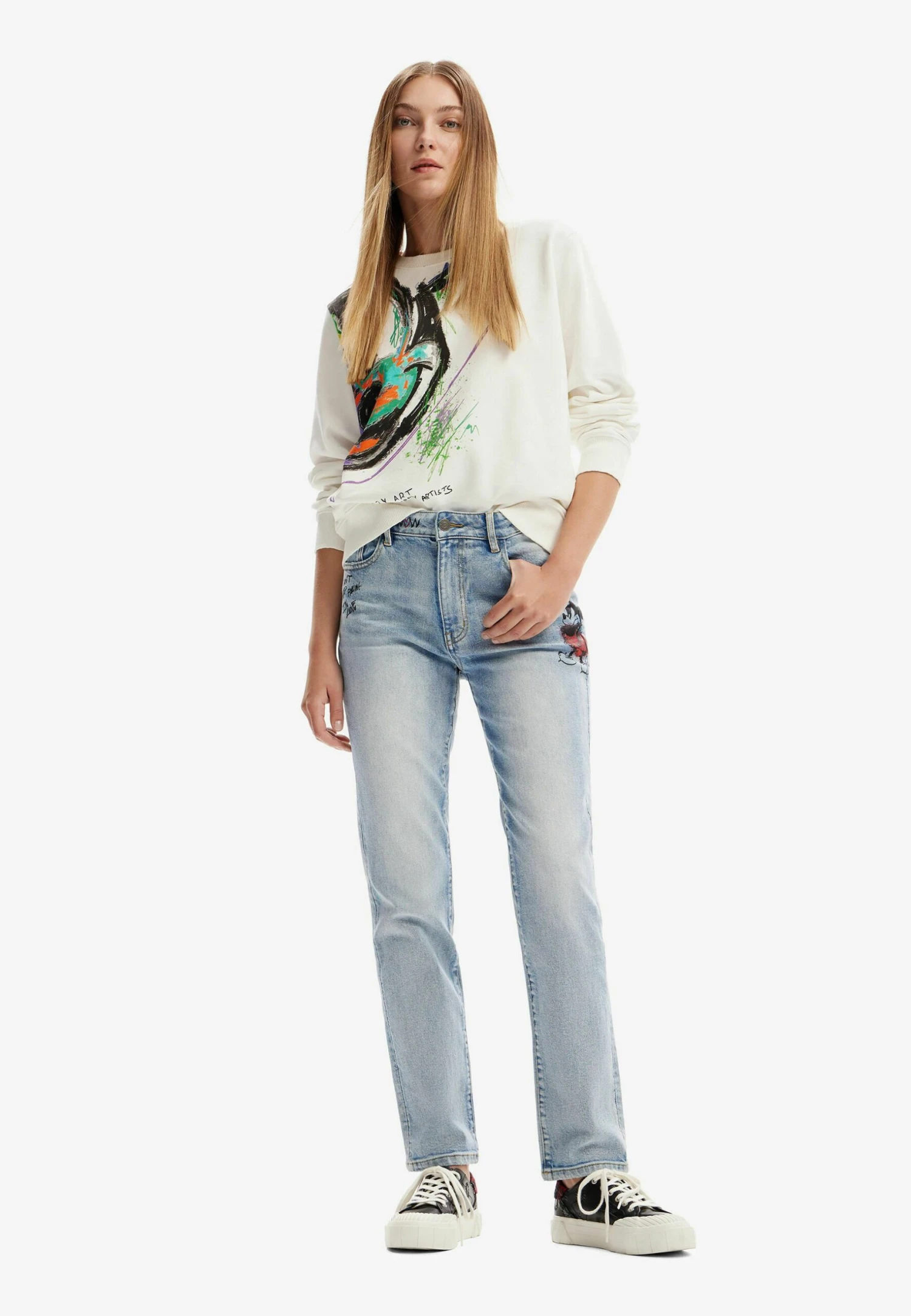 Desigual Arty Mickey Mouse- Sweater - White 2 Desigual Arty Mickey Mouse- Sweater - White - Afbeelding 2